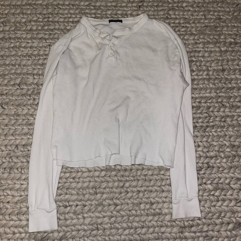 Brandy Melville Waffle Long Sleeve Shirt One Size
